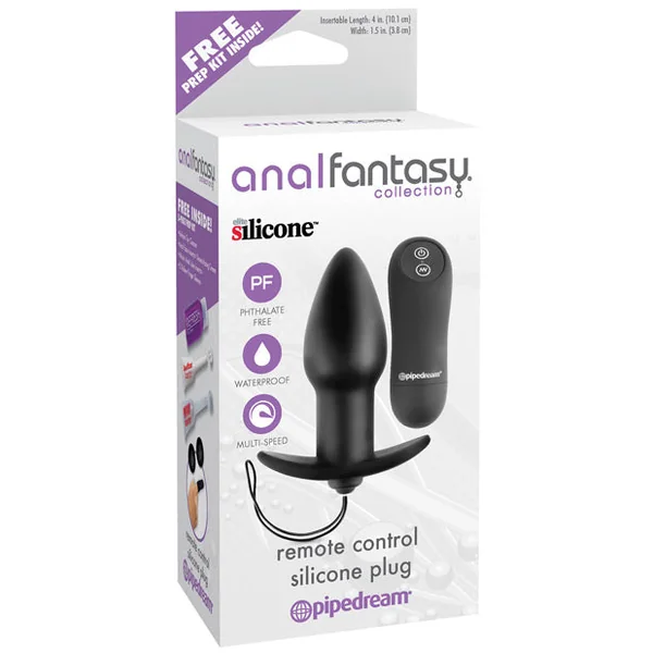 Anal Fantasy Collection Remote Control Silicone Plug - Black