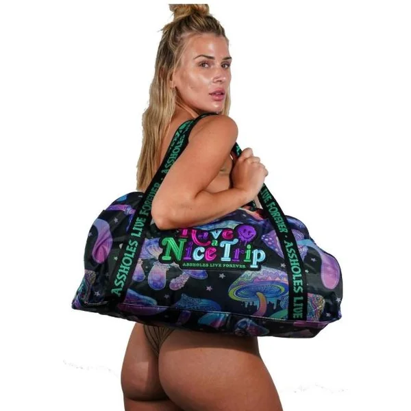 ASSHOLES LIVE FOREVER HAVE A NICE TRIP DUFFLE