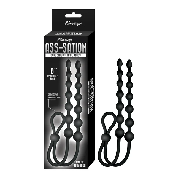 ASS-SATION DUAL SILICONE ANAL BEADS BLACK