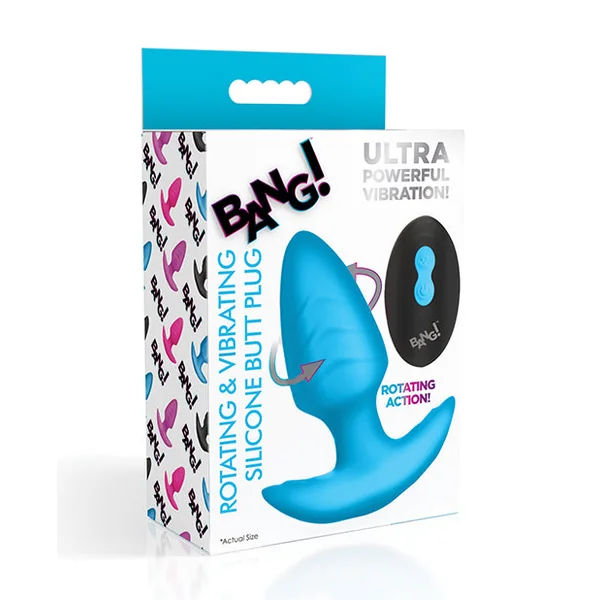 Bang! Rotating & Vibrating Tapered Butt Plug w/Remote - Blue