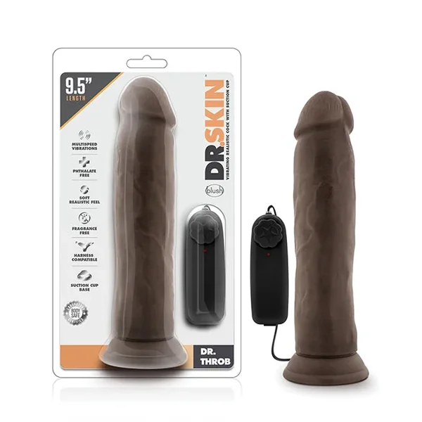 Blush Dr. Skin Dr. Throb 9.5″ Cock w/Suction Cup – Chocolate