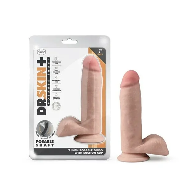 Blush Dr. Skin Plus 7 Inch Posable Dildo With Balls