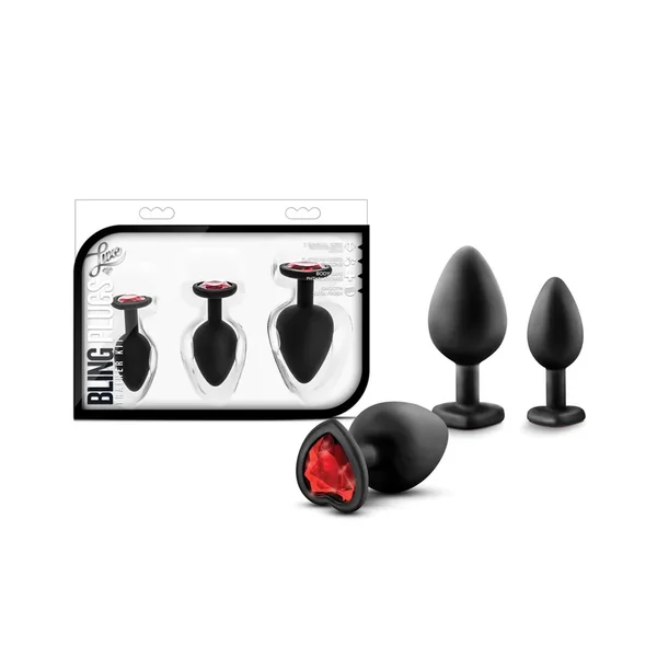 Blush Luxe Bling Plugs Training Kit – Black w/Red Gems
