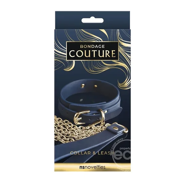 Bondage Couture Collar & Leash – Blue/Gold