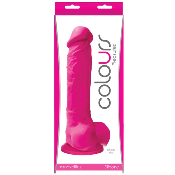 Colours Pleasures Silicone 8" Dildo W-suction Cup - Electric Pink