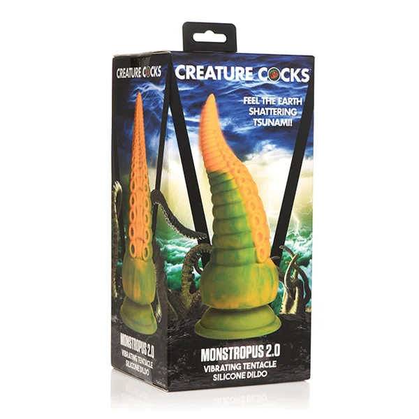 Creature Cocks Monstropus 2.0 Vibrating Tentacle Silicone Dildo - Yellow/Green