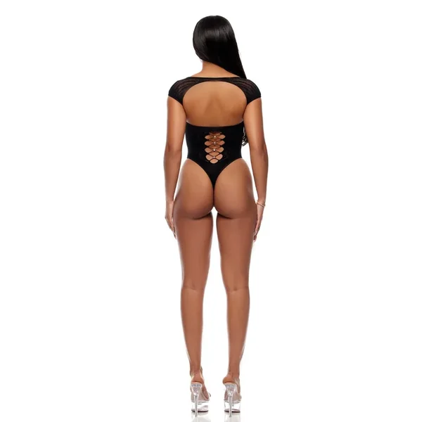 Cross Your Mind Seamless Teddy w/Rhinestone Accents – Black O/S