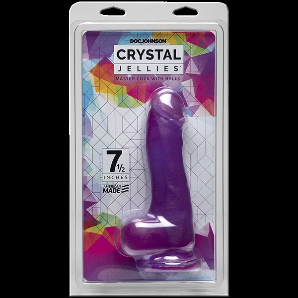 CRYSTAL JELLIES MASTER COCK W/ BALLS 7.5 IN PURPLE