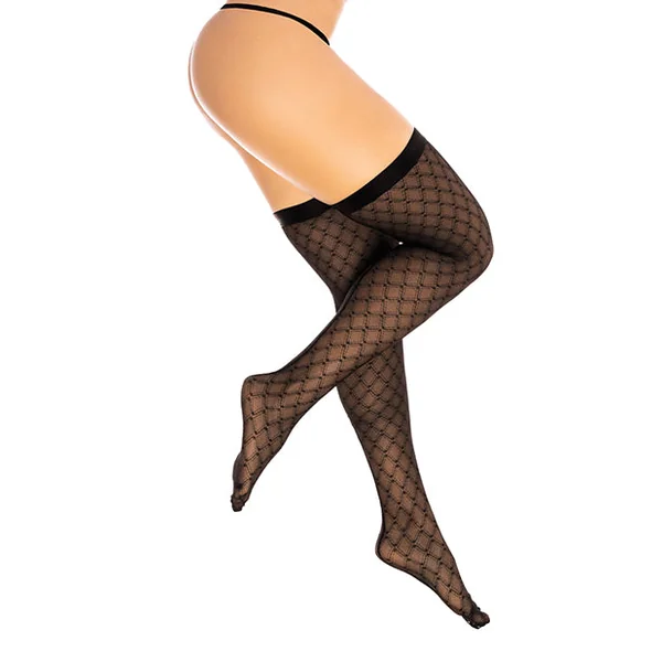 Diamond Mesh Thigh High Black S/m