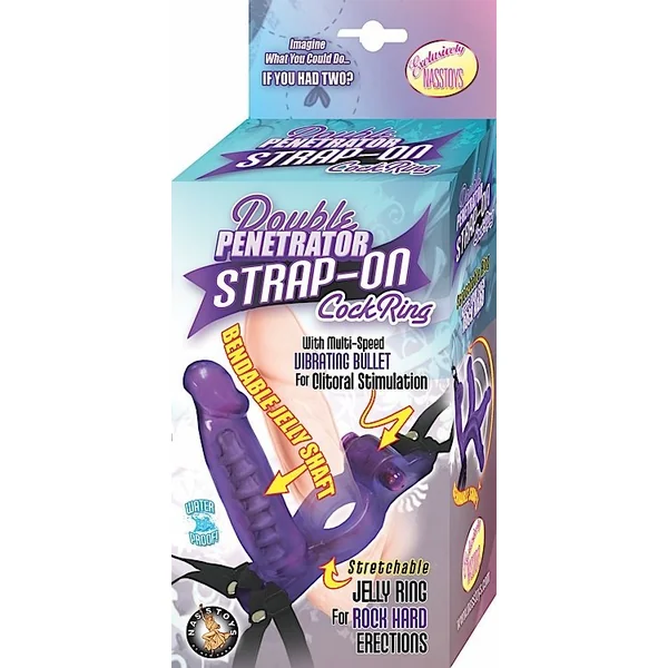 DOUBLE PENETRATOR STRAP ON COCKRING PURPLE