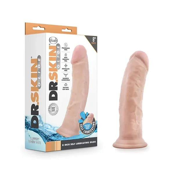 Dr. Skin Glide 8″ Self Lubricating Dildo Beige