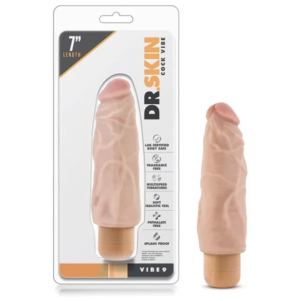 Dr. Skin Vibe 9 – 7″ Vibrating Dildo – Beige