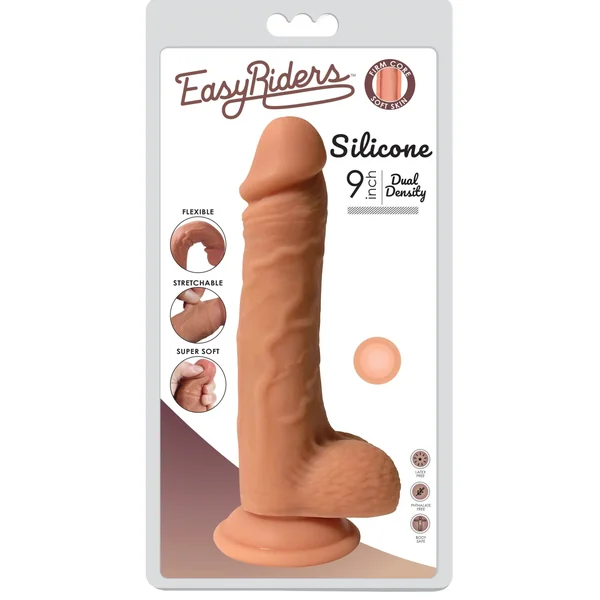 EASY RIDERS 9IN DUAL DENSITY SILICONE DONG W/ BALLS