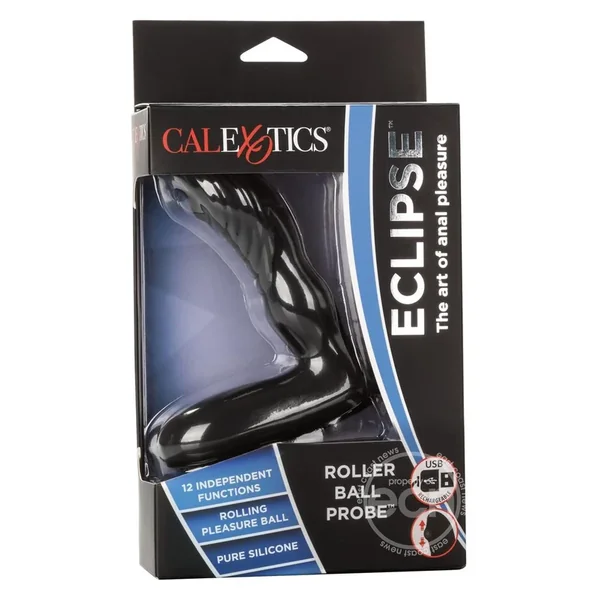 Eclipse Rollerball Probe Rechargeable Silicone Prostate Vibrator – Black