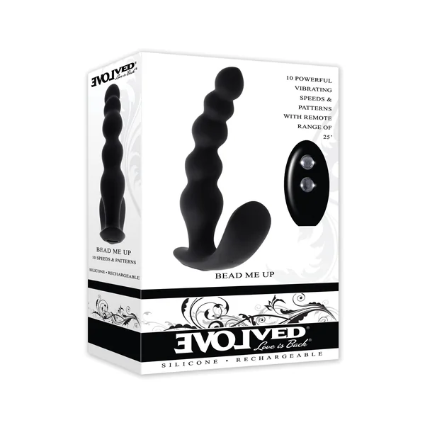Evolved Bead Me Up Curved Anal Vibrator w/Remote Control - Black