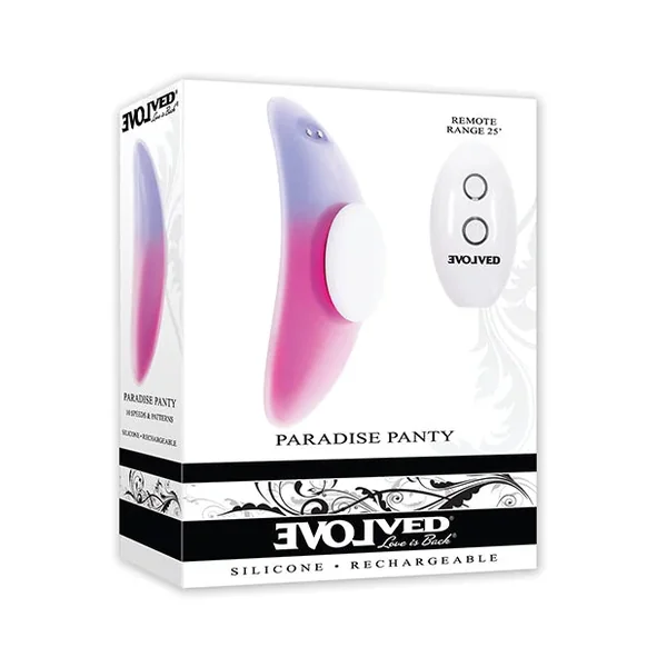 Evolved Paradise Panty Curved Panty Vibe w/Remote Control – Pink/Purple