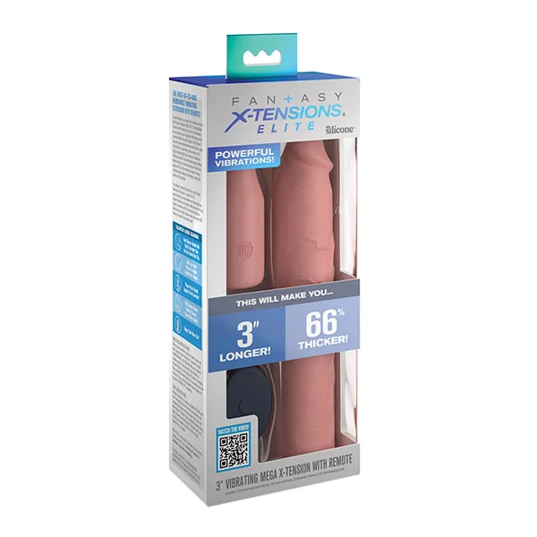 Fantasy X-tensions Elite 9" Sleeve Vibrating 3" Plug W-remote - Light