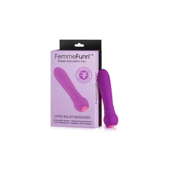 FemmeFunn Ultra Bullet Massager Rechargeable Silicone Vibrator, Purple