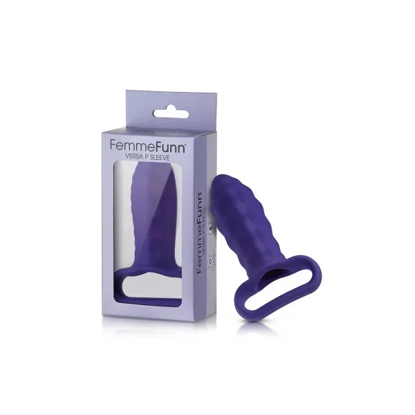 FemmeFunn Versa P Sleeve Textured Silicone Bullet Sheath, Dark Purple