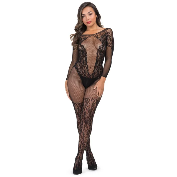 Fifty Shades of Grey Captivate Lace Spanking Bodystocking - One Size - Black
