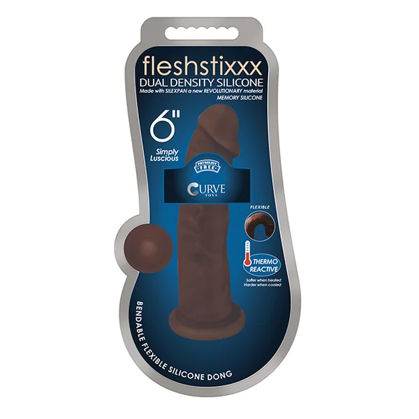 FLESHSTIXXX 6IN SILICONE DILDO NO BALLS CHOCOLATE
