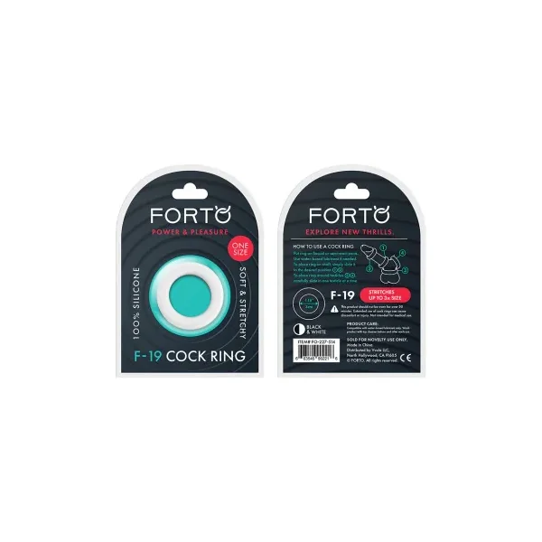 Forto F-19 Liquid Silicone 2-Tone Cock Ring, Black/White