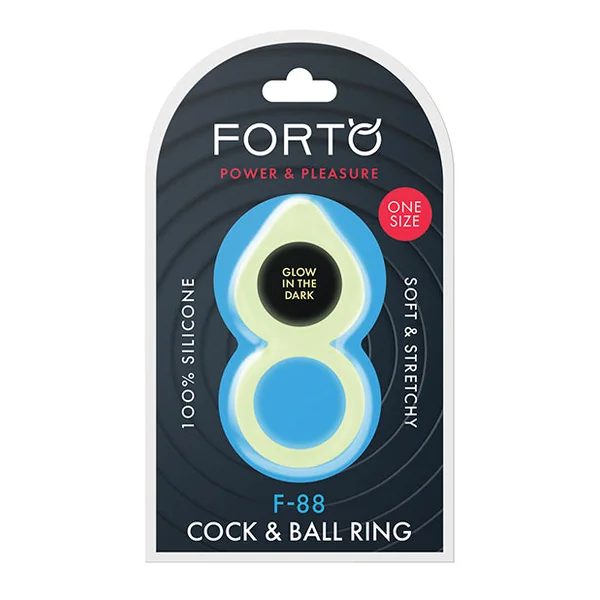 Forto F-88 Double Ring Liquid Silicone Cock Ring - Glow In The Dark