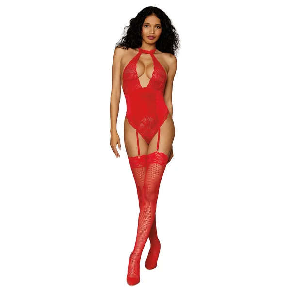 Garter Teddy - One Size - Lipstick Red