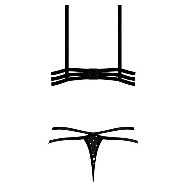 GLITZ & GLAM BRA & THONG SET BLACK S/M