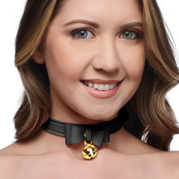 Golden Kitty Cat Bell Collar – Black
