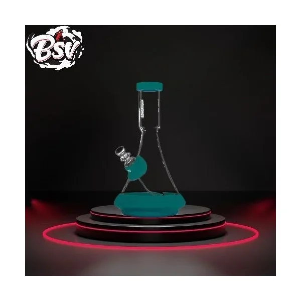 Grav Deco Beaker Water Pipe W/Silicone Accents Dark Teal
