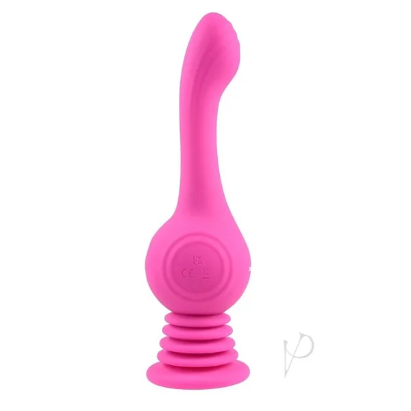 Gyro Waterproof Rechargeable Flexible Silicone Vibrator With Suction Cup Pink