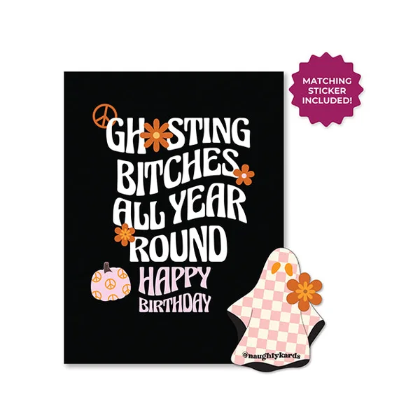 Halloween Ghosting Birthday Greeting Card w/Sticker