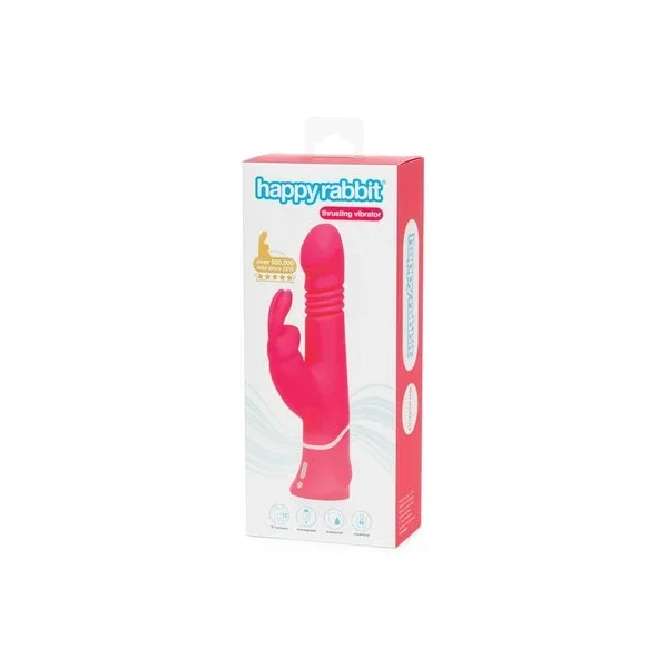 Happy Rabbit Thrusting Realistic Rechargeable Rabbit Vibrator Pink