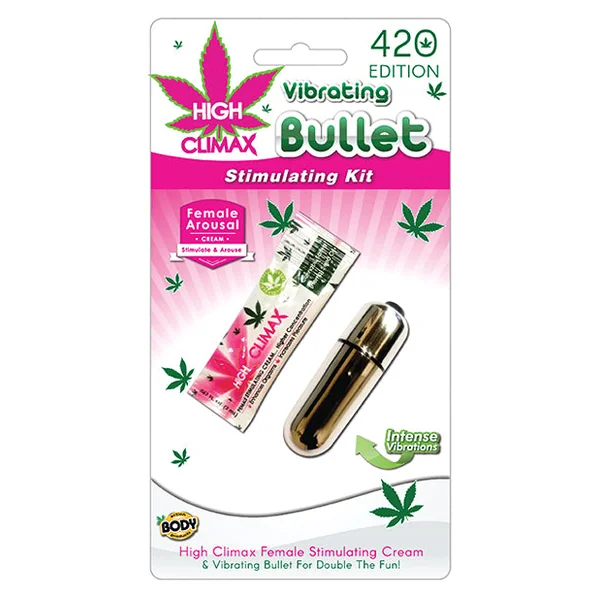 High Climax Vibrating Bullet Stimulating Kit W-hemp Seed Oil - Silver