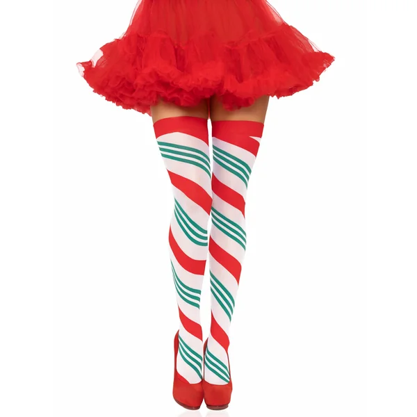 Holiday Ribbon Thigh High - Swirl