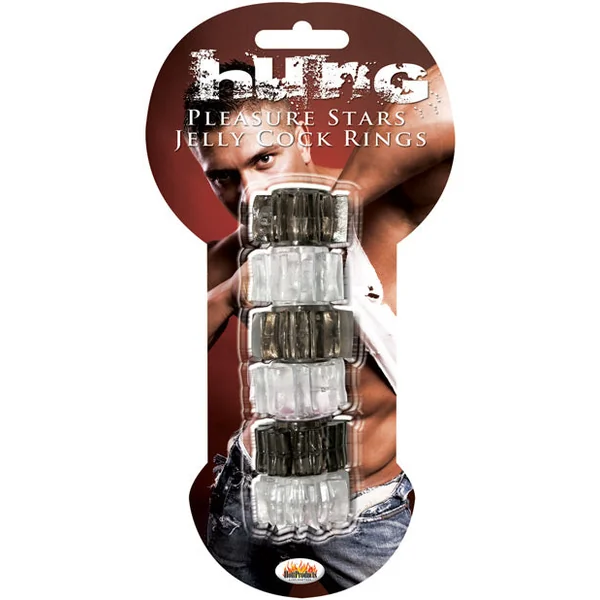 Hung Pleasure Stars Jelly Cock Rings - Black-clear