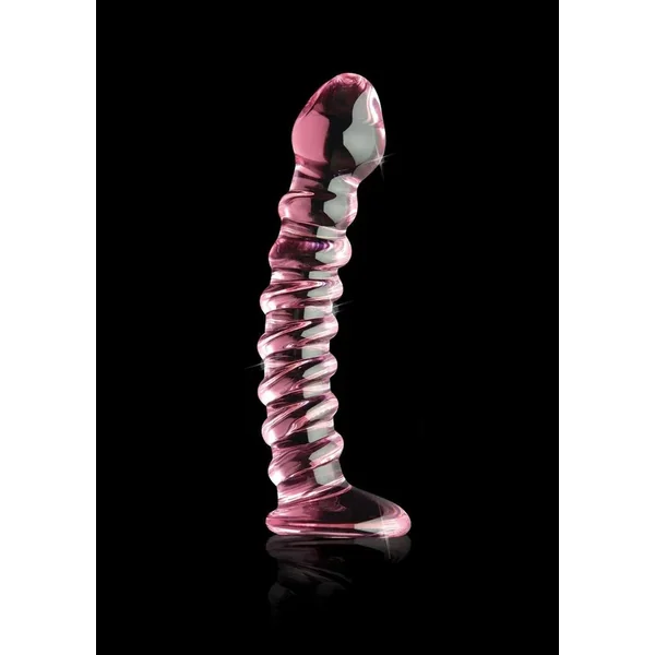 Icicles No 28 Textured Glass G-Spot Dildo 7in – Pink