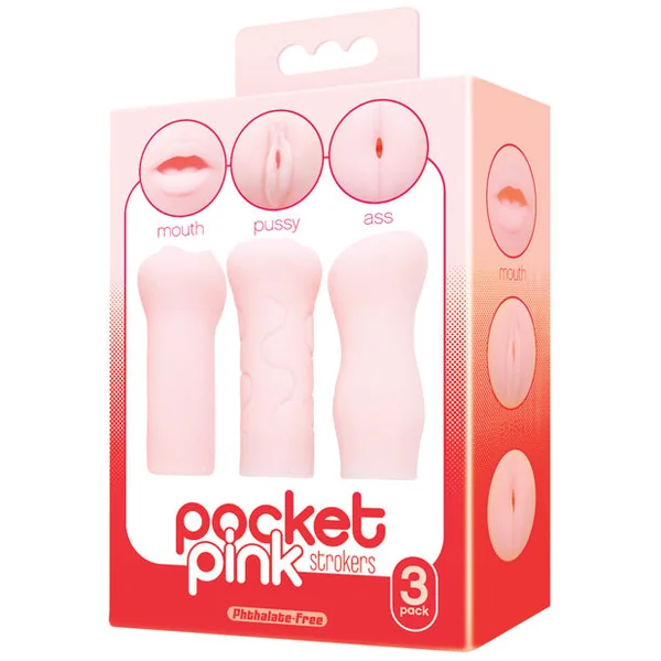 Icon Brands Pocket Pink Strokers - 3- Pack
