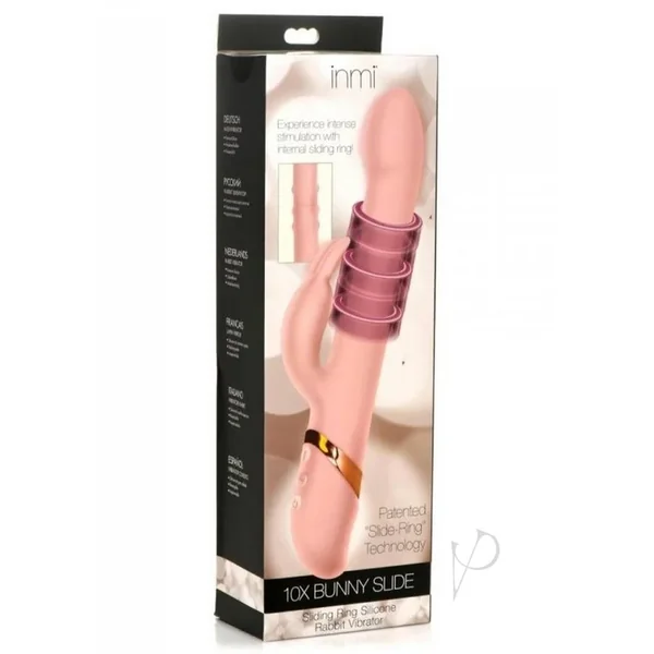 Inmi Sliding Ring Silicone Rabbit G-spot Vibrator Pink