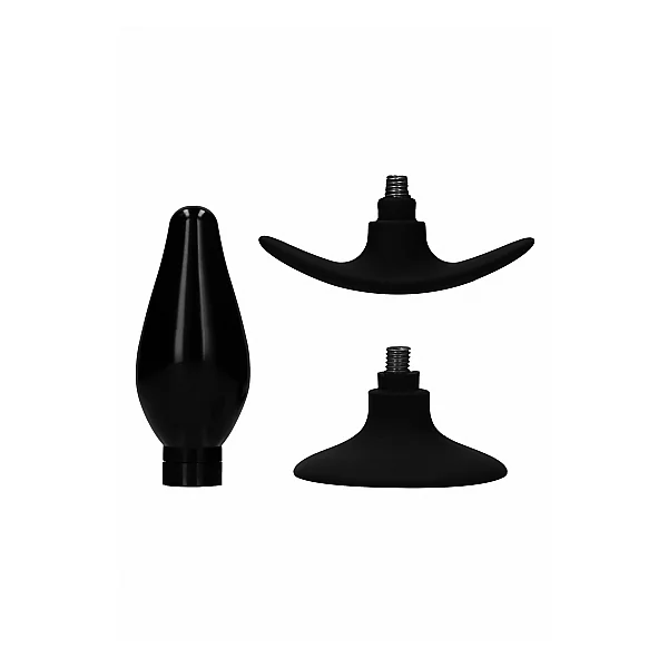 INTERCHANGEABLE BUTT PLUG SET ROUNDED MEDIUM BLACK