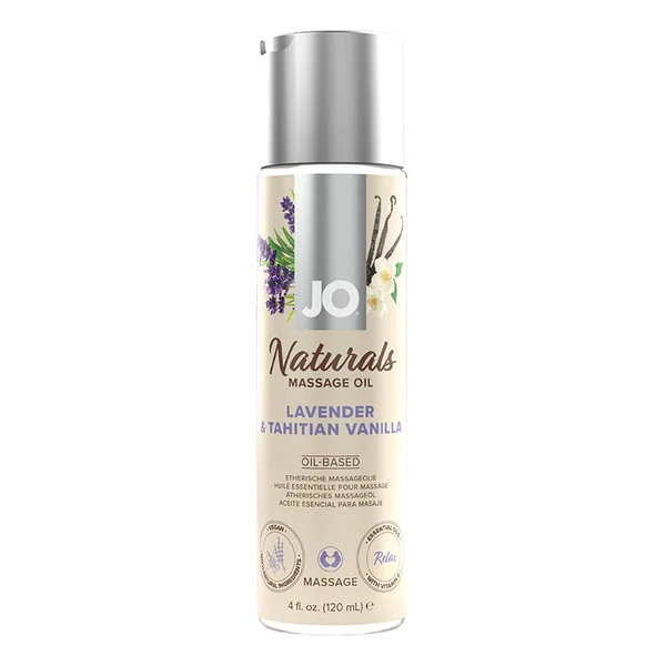 JO NATURALS MASSAGE OIL LAVENDER & VANILLA 4 OZ