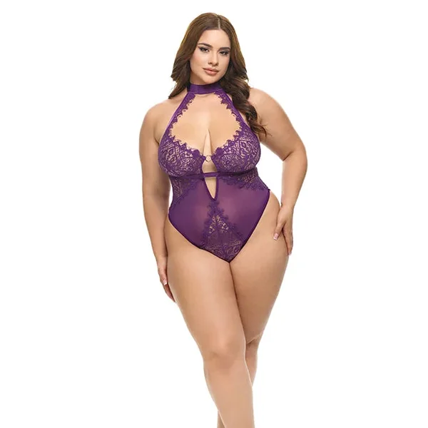 Kennedy Lace and Mesh Teddy – Purple 1X