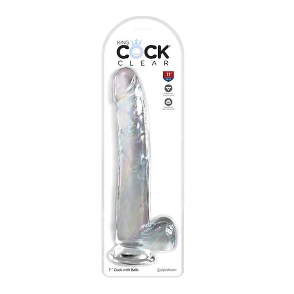 King Cock Clear 11" Cock W/balls - Clear