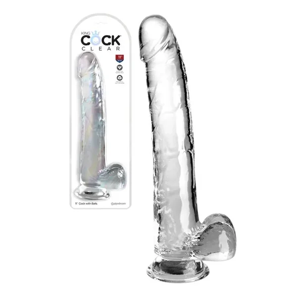 King Cock Clear 11 Inch Dildo With Balls
