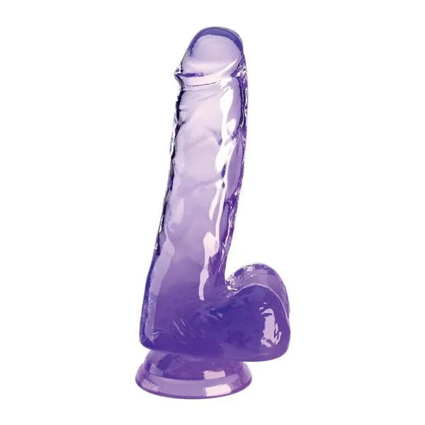 King Cock Clear Dildo with Balls 6in – Purple