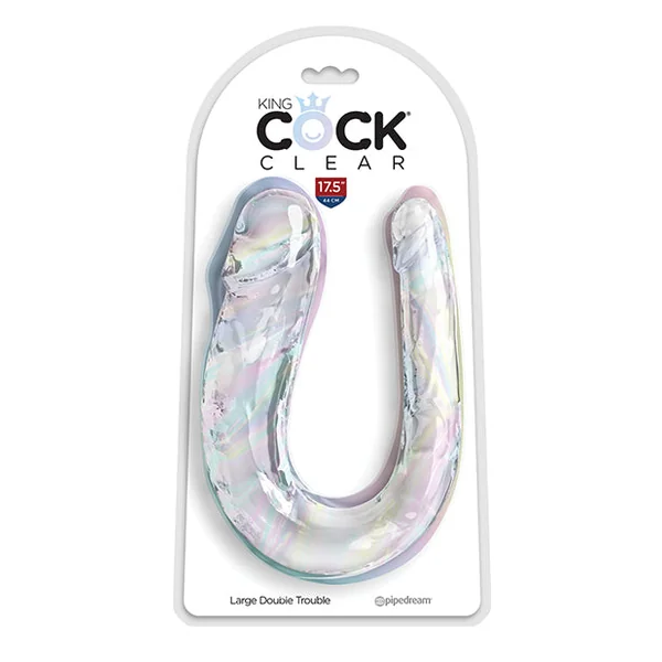 King Cock Clear Large Double Trouble Dildo - Clear