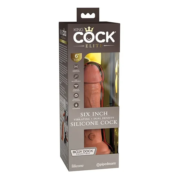 King Cock Elite 6″ Dual Density Vibrating Silicone Cock