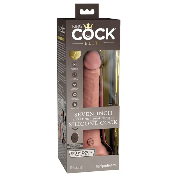 King Cock Elite Dual Density Vibe Silicone Cock-Light 7