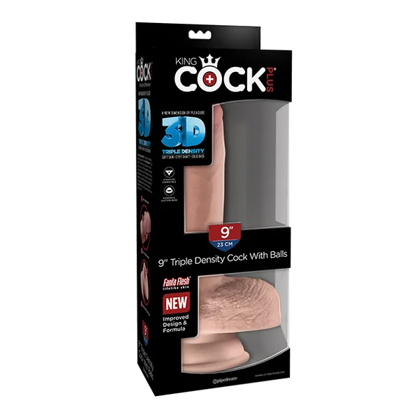 KING COCK PLUS 9 IN TRIPLE DENSITY COCK W/ BALLS LIGHT